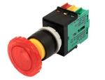Click to view full size of image of ECS-E1 Flat Type Maintained Non-Illuminated Green Industrial Control Emergency Stop Switch, Square w/White 24V AC/DC LED Lamp
